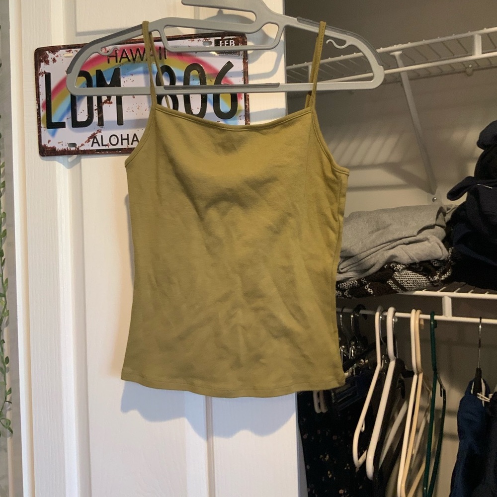 ARMY GREEN GARAGE TANK TOP HIGH NECK SIZE MEDIUM FITS SMALL AND LARGE NEW W TAGS